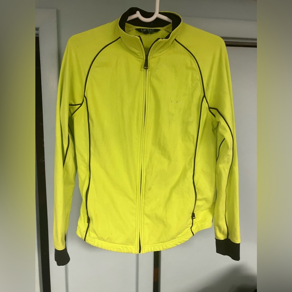 Lauren Ralph Lauren Jacket Full Zip Track Athletic Neon windbreaker shirt medium